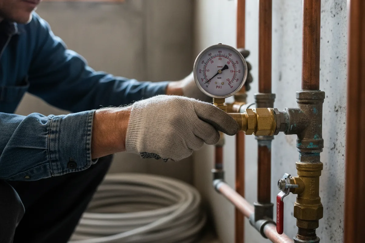 Pressure testing a repaired line during Water Line Repair in Hamilton